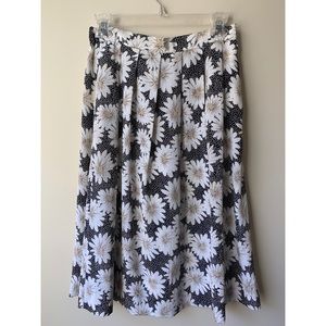 cape cod vintage 90s floral daisy midi pleat skirt